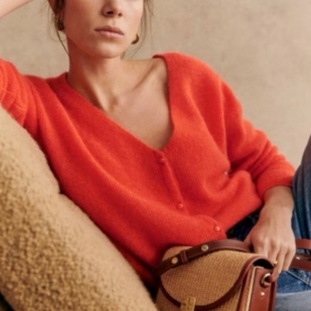 Sézane Barry Cardigan in Tangerine (Like New)